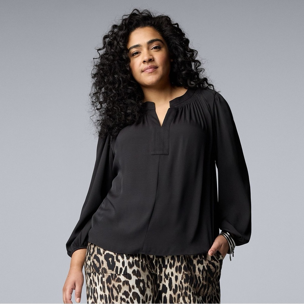 Simply Vera  Wang Black Blouse size XL